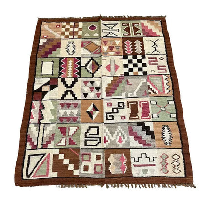 Handmade Wool Rug Vintage Peruvian Inca Design Multicolor 3'10 x 4'10 I Got Rugs
