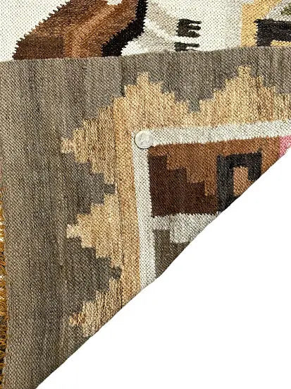 Handmade Wool Rug Vintage Peruvian Inca Design Multicolor 3'9 x 5' I Got Rugs