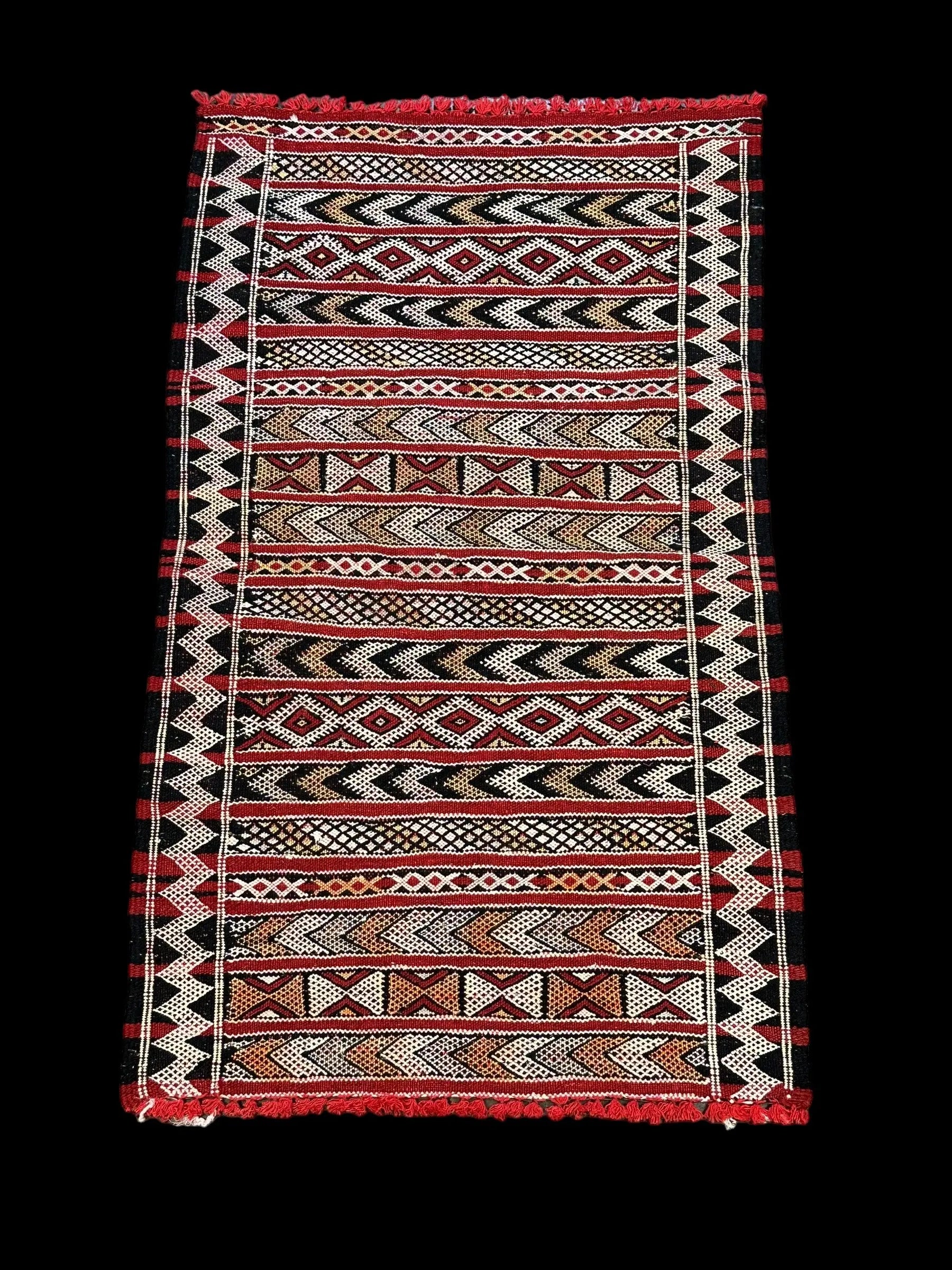 Handwoven Vintage Wool Rug Red Moroccan Tribal Pattern 1'9 x 3' I Got Rugs
