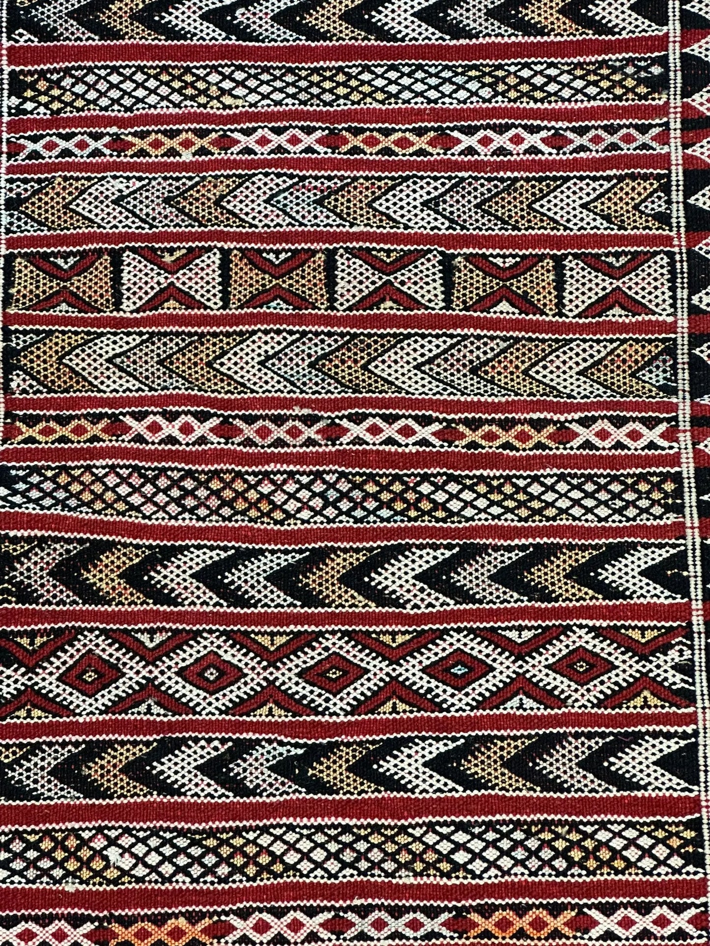Handwoven Vintage Wool Rug Red Moroccan Tribal Pattern 1'9 x 3' I Got Rugs