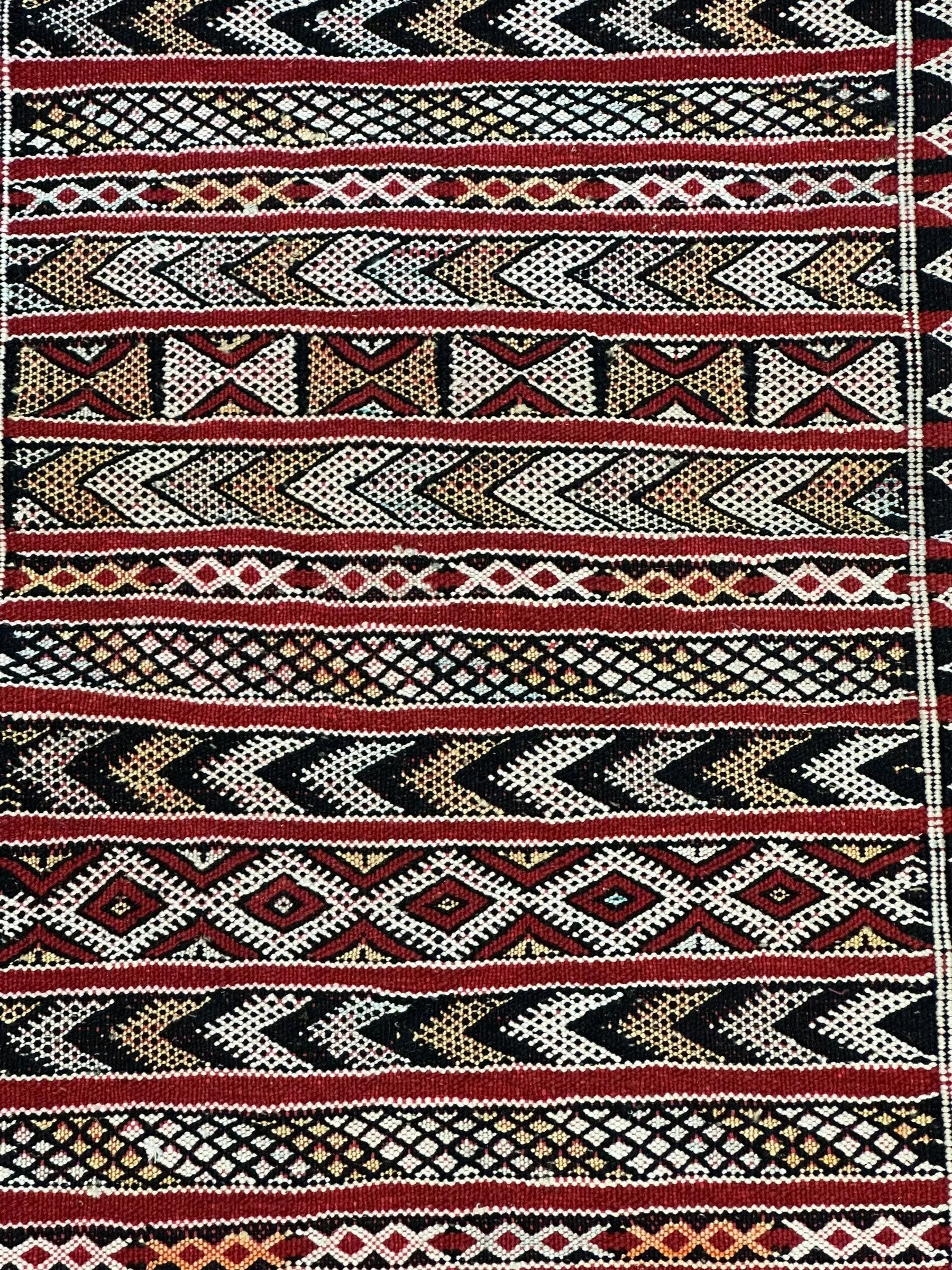 Handwoven Vintage Wool Rug Red Moroccan Tribal Pattern 1'9 x 3' I Got Rugs