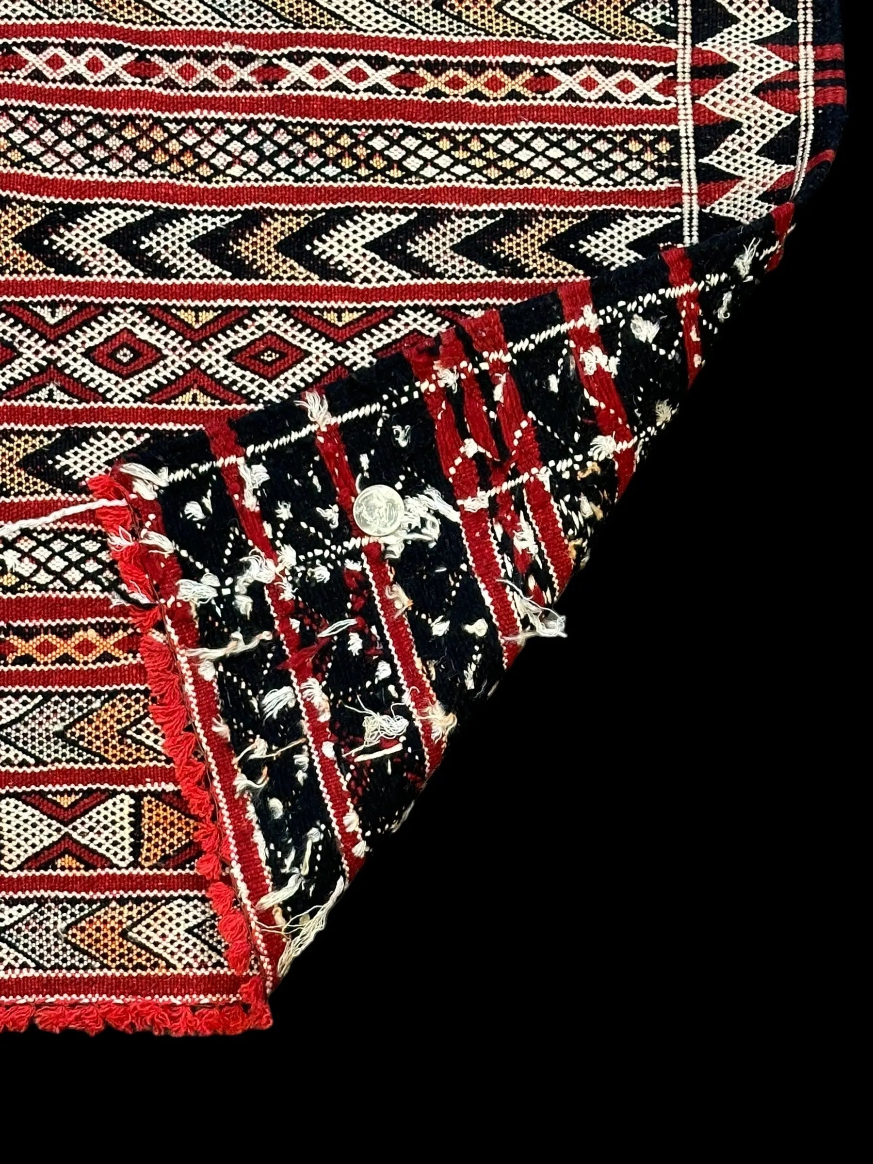 Handwoven Vintage Wool Rug Red Moroccan Tribal Pattern 1'9 x 3' I Got Rugs