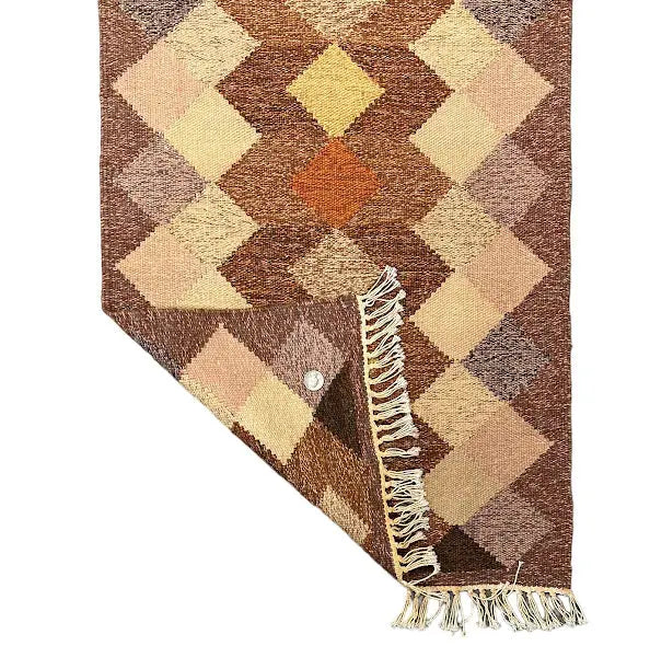 Handmade Vintage Runner Turkish Kilim Diamond Design Brown/ Multicolor 1'10 x 6'4 I Got Rugs