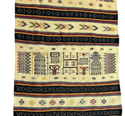 Handmade Vintage Algerian Wedding Rug 100% Wool Beige/ Multicolor 2'10 x 9' I Got Rugs