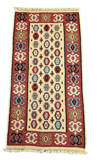 Handmade Vintage Rug Turkish Kilim Geometric Design Brown/ Multicolor 2'3 x 4'5 - I Got Rugs Handmade Vintage Rug Turkish Kilim Geometric Design Brown/ Multicolor 2'3 x 4'5 I Got Rugs Handmade Vintage I Got Rugs  135.00
