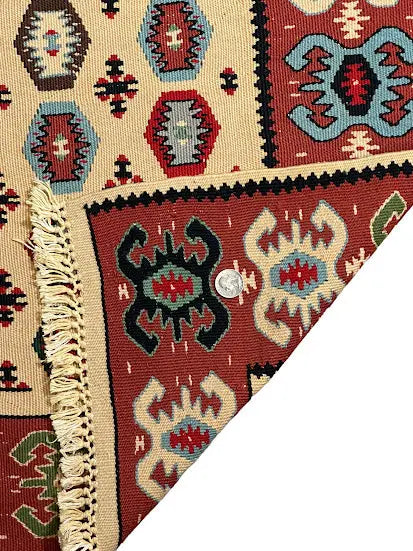 Handmade Vintage Rug Turkish Kilim Geometric Design Brown/ Multicolor 2'3 x 4'5 - I Got Rugs Handmade Vintage Rug Turkish Kilim Geometric Design Brown/ Multicolor 2'3 x 4'5 I Got Rugs Handmade Vintage I Got Rugs  135.00