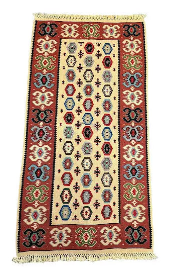 Handmade Vintage Rug Turkish Kilim Geometric Design Brown/ Multicolor 2'3 x 4'5 - I Got Rugs Handmade Vintage Rug Turkish Kilim Geometric Design Brown/ Multicolor 2'3 x 4'5 I Got Rugs Handmade Vintage I Got Rugs  135.00