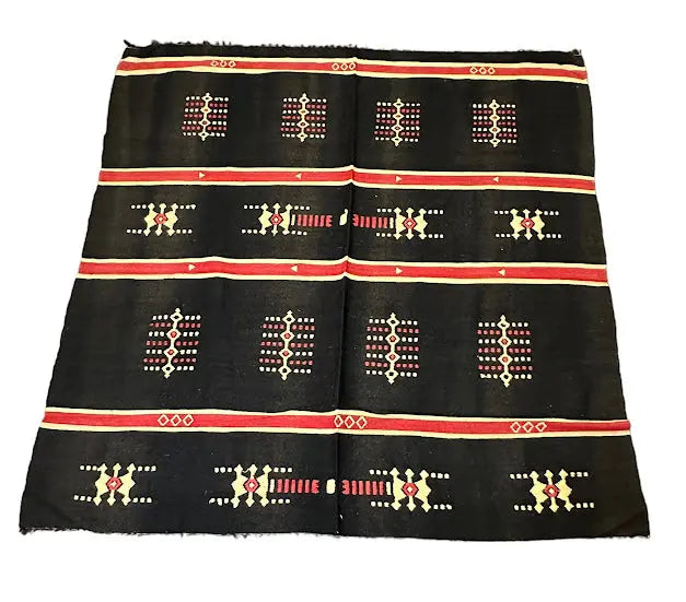 Vintage Tribal Berber Moroccan Kilim Rug Black/ Multicolor Design 5'3 x 5'7 I Got Rugs