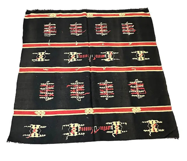 Vintage Tribal Berber Moroccan Kilim Rug Black/ Multicolor Design 5'3 x 5'7 I Got Rugs