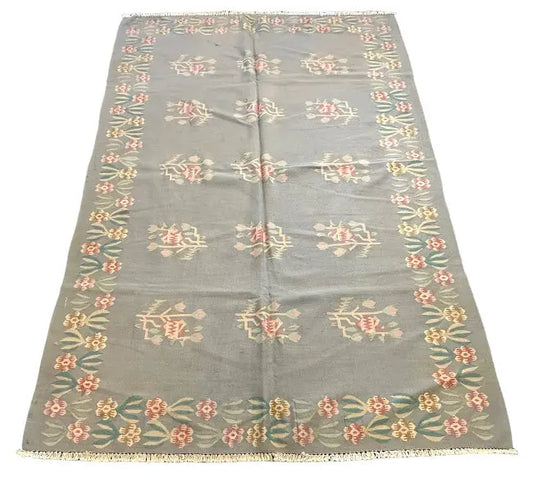 Vintage Tribal Berber Moroccan Kilim Rug Gray/ Multicolor Design 5'3 x 8'2 I Got Rugs