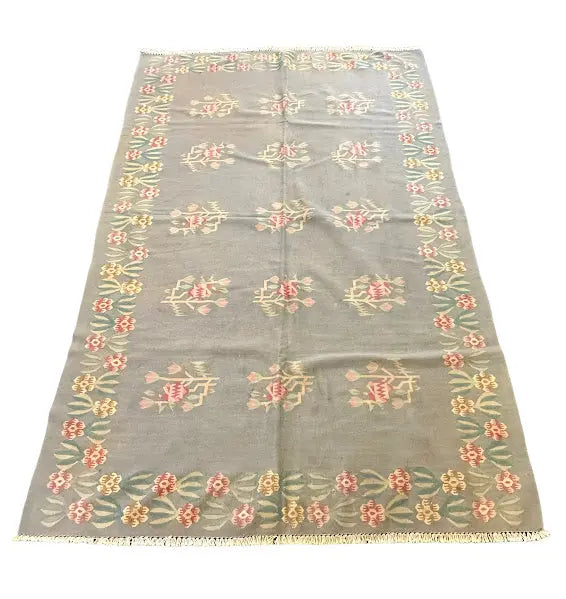 Vintage Tribal Berber Moroccan Kilim Rug Gray/ Multicolor Design 5'3 x 8'2 I Got Rugs