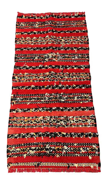 Handmade Vintage Rug Moroccan Wool Rug Red/Multicolor Tribal 2'1 x 4'4 I Got Rugs