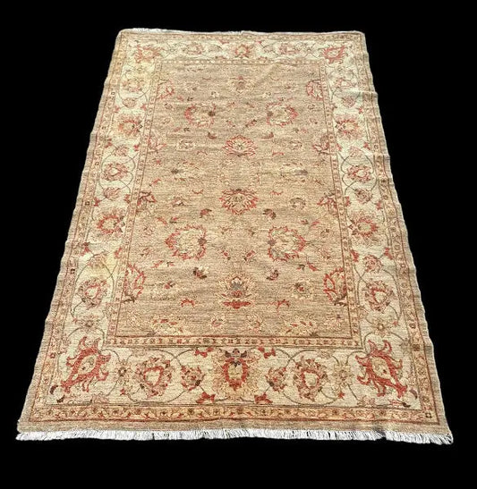 Vintage Hand-Knotted Wool Rug Persian Tabriz Ivory/ Orange Floral Pattern 6'1 x 9'8 I Got Rugs