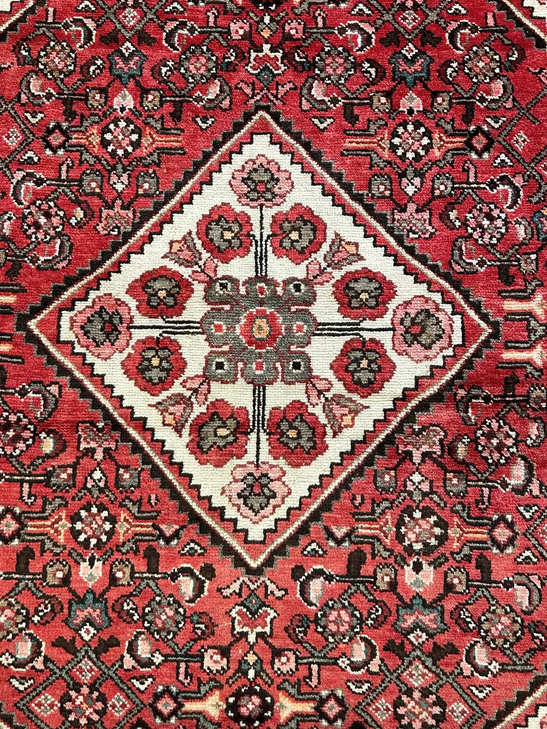 Vintage Hand-Knotted Wool Rug Pink/ Red Persian Floral Hamaden Design 4'11 x 7'5 I Got Rugs
