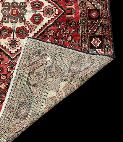 Vintage Hand-Knotted Wool Rug Pink/ Red Persian Floral Hamaden Design 4'11 x 7'5 I Got Rugs