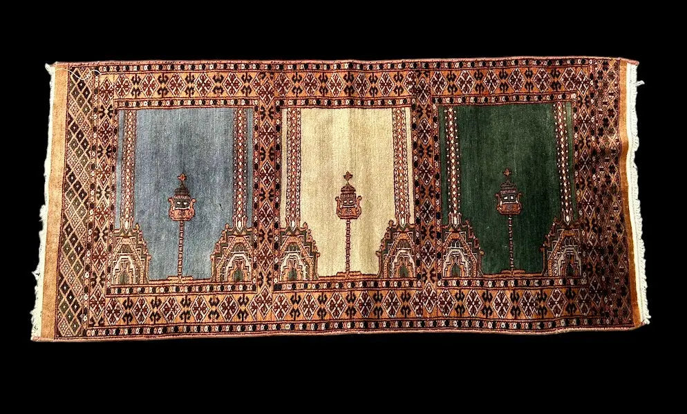 Stunning Vintage Hand-Knotted Wool Pakistani Bokhara Prayer Rug 2'1 x 4'4 I Got Rugs