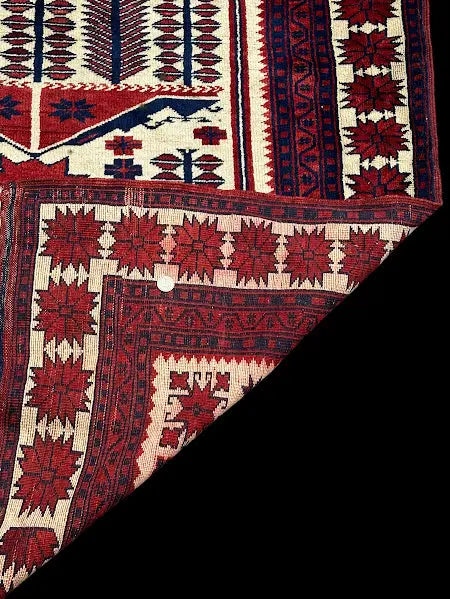 Vintage Hand-Knotted Red Afghan Baluch Wool Prayer Rug 3'11 x 6' I Got Rugs