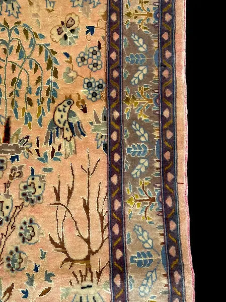 Vintage Hand-Knotted Rug Persian Silk Tabriz Tree Of Life Pictorial 3'6 x 5'1 I Got Rugs