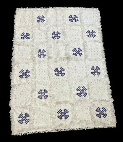 Vintage Hand-Knotted Vintage Wool Rug White Moroccan Berber Tribal 3'5 x 4'11 I Got Rugs