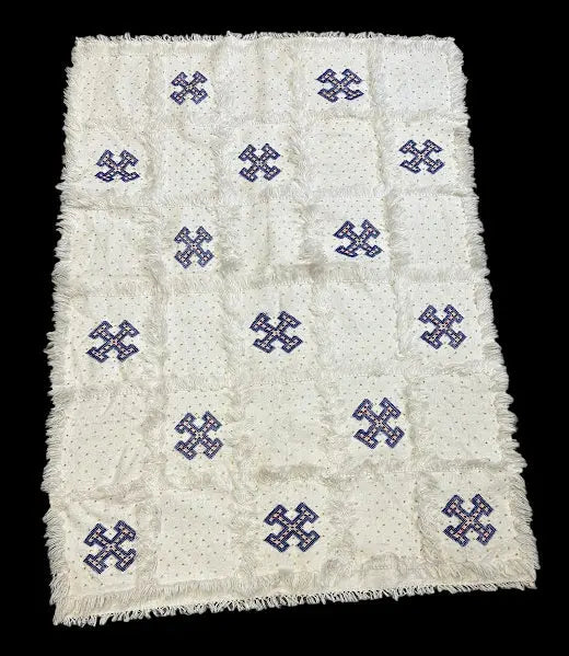 Vintage Hand-Knotted Vintage Wool Rug White Moroccan Berber Tribal 3'5 x 4'11 I Got Rugs