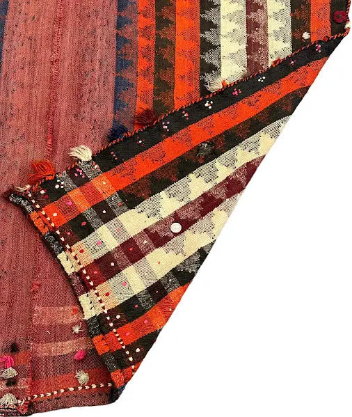 Vintage Hand-Knotted Wool Persian Kilim Striped Pattern Vibrant Colors 4'7 x 7'1 I Got Rugs