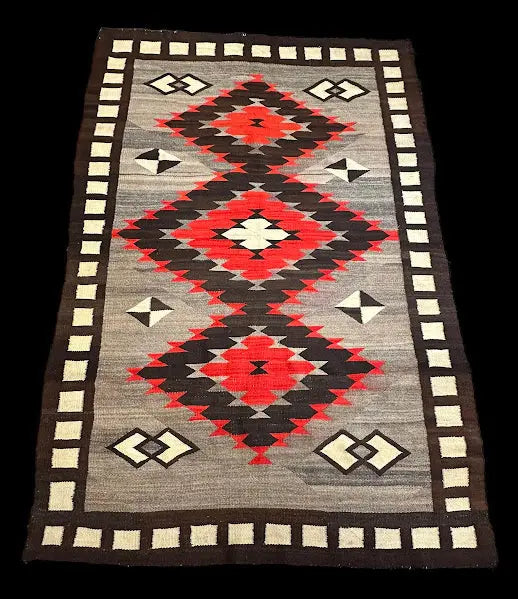 Vintage Hand-Knotted Wool Rug 1940s American Navajo Tribal Design Brown 4'8 x 7'1 I Got Rugs