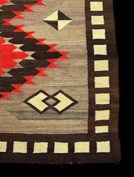 Vintage Hand-Knotted Wool Rug 1940s American Navajo Tribal Design Brown 4'8 x 7'1 I Got Rugs