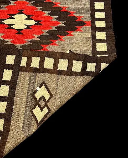 Vintage Hand-Knotted Wool Rug 1940s American Navajo Tribal Design Brown 4'8 x 7'1 I Got Rugs