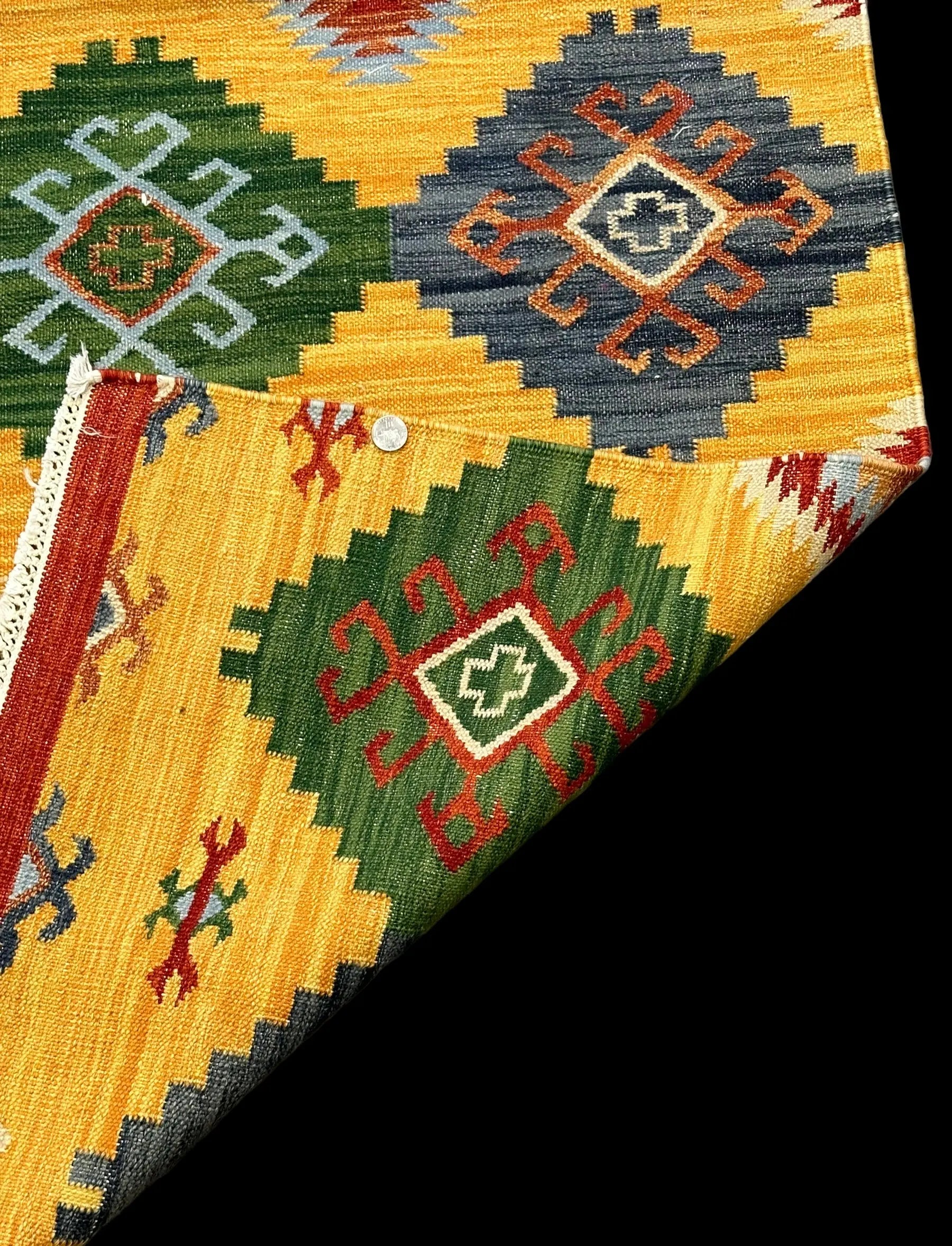 Vintage Hand-Knotted Wool Rug Afghan Kilim Colorful Geometric Design 4'8 x 6'7 I Got Rugs