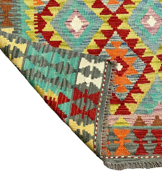 Vintage Hand-Knotted Wool Rug Afghan Kilim Multicolor Tribal Design 3'5 x 5' I Got Rugs
