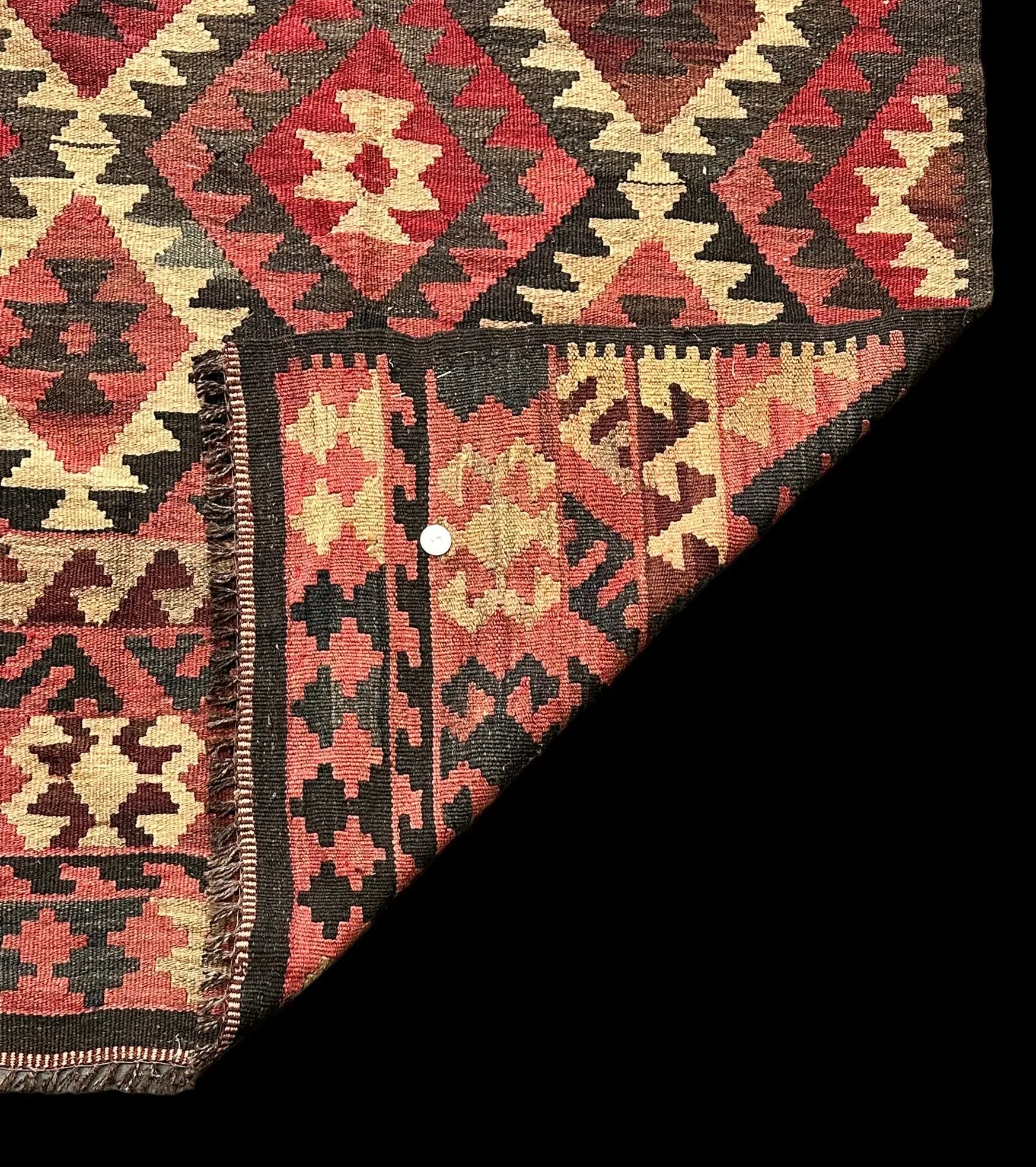 Vintage Hand-Knotted Wool Rug Afghan Kilim Tribal Design in Bold Colors 3'3 x 6' I Got Rugs