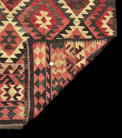 Vintage Hand-Knotted Wool Rug Afghan Kilim Tribal Design in Bold Colors 3'3 x 6' I Got Rugs