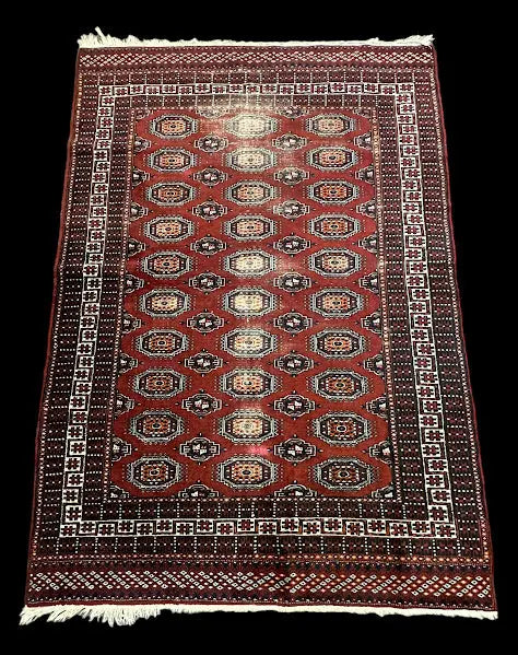 Vintage Hand-Knotted Wool Rug Brown Pakistani Bokhara 4'1 x 5'10 I Got Rugs
