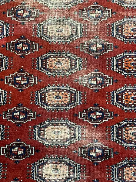 Vintage Hand-Knotted Wool Rug Brown Pakistani Bokhara 4'1 x 5'10 I Got Rugs