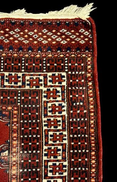 Vintage Hand-Knotted Wool Rug Brown Pakistani Bokhara 4'1 x 5'10 I Got Rugs