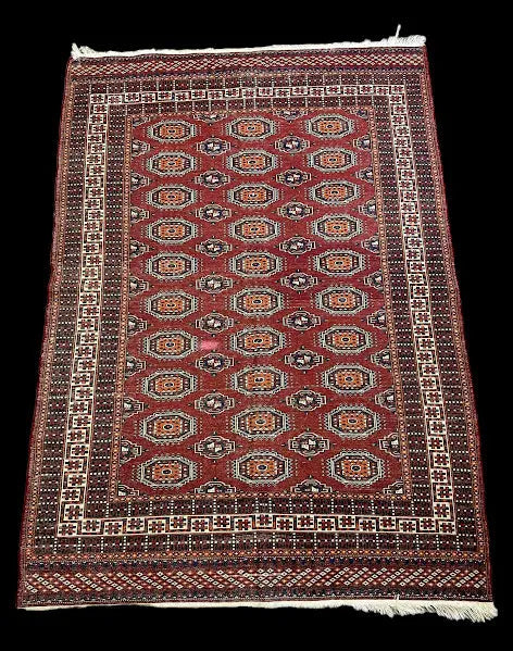 Vintage Hand-Knotted Wool Rug Brown Pakistani Bokhara 4'1 x 5'10 I Got Rugs