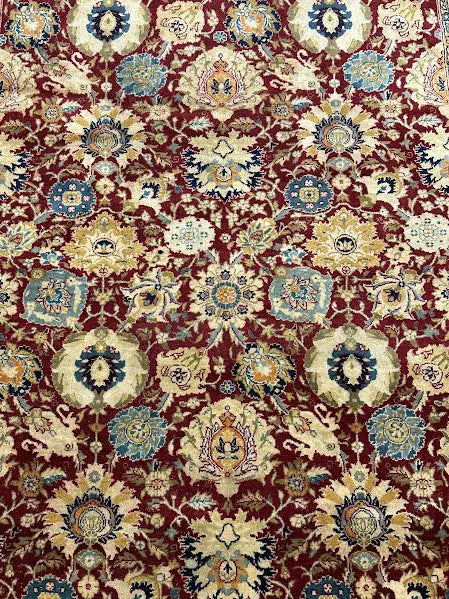 Vintage Hand-Knotted Wool Rug Indo Persian Red Floral Pattern 4'1 x 6'1 I Got Rugs