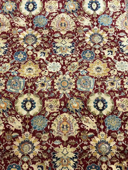 Vintage Hand-Knotted Wool Rug Indo Persian Red Floral Pattern 4'1 x 6'1 I Got Rugs