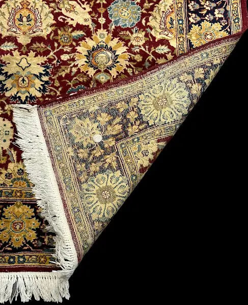 Vintage Hand-Knotted Wool Rug Indo Persian Red Floral Pattern 4'1 x 6'1 I Got Rugs