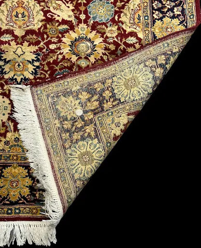 Vintage Hand-Knotted Wool Rug Indo Persian Red Floral Pattern 4'1 x 6'1 I Got Rugs