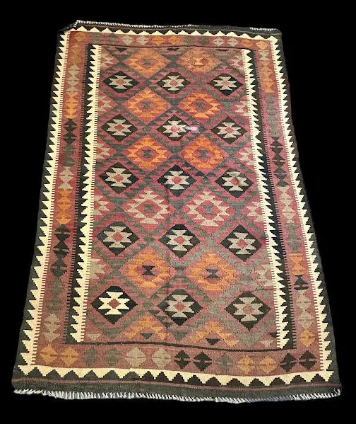 Vintage Hand-Knotted Wool Rug Multicolor Afghan Kilim Tribal Design 5'2 x 7'10 I Got Rugs