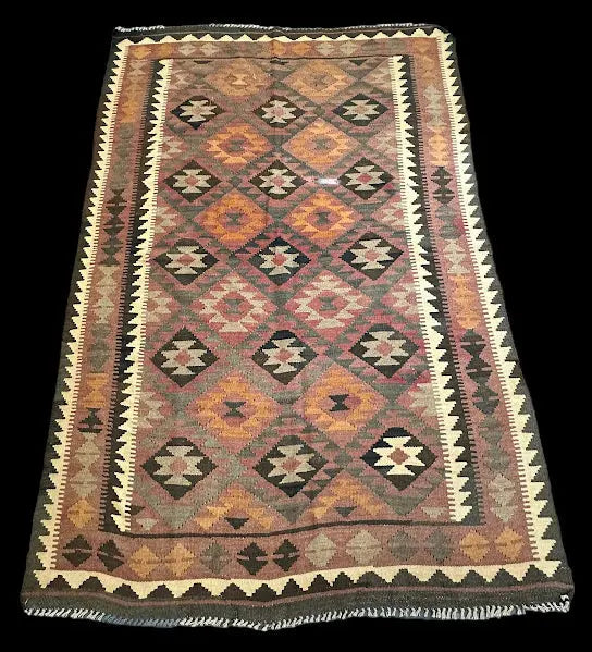 Vintage Hand-Knotted Wool Rug Multicolor Afghan Kilim Tribal Design 5'2 x 7'10 I Got Rugs