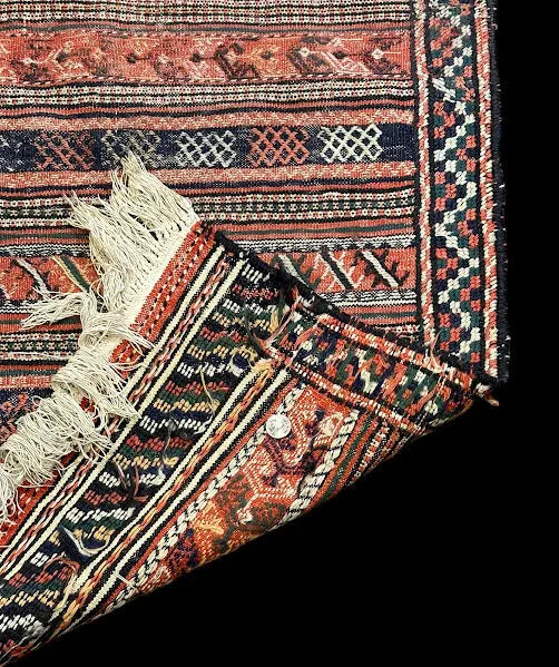 Vintage Hand-Knotted Wool Rug Persian Kilim Multicolor Tribal Pattern 3'4 x 4'8 I Got Rugs
