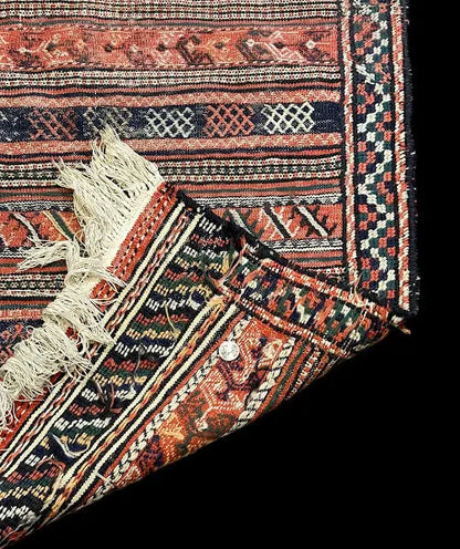 Vintage Hand-Knotted Wool Rug Persian Kilim Multicolor Tribal Pattern 3'4 x 4'8 I Got Rugs