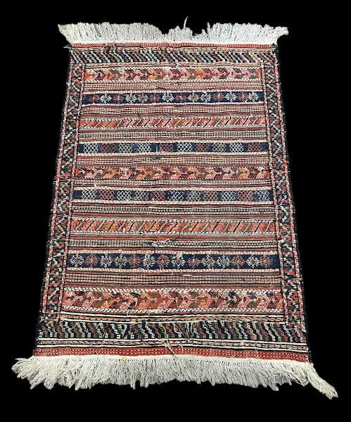 Vintage Hand-Knotted Wool Rug Persian Kilim Multicolor Tribal Pattern 3'4 x 4'8 I Got Rugs
