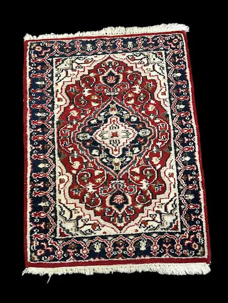 Vintage Hand-Knotted Wool Rug Persian Oriental Pattern Colorful 2' x 2'11 I Got Rugs