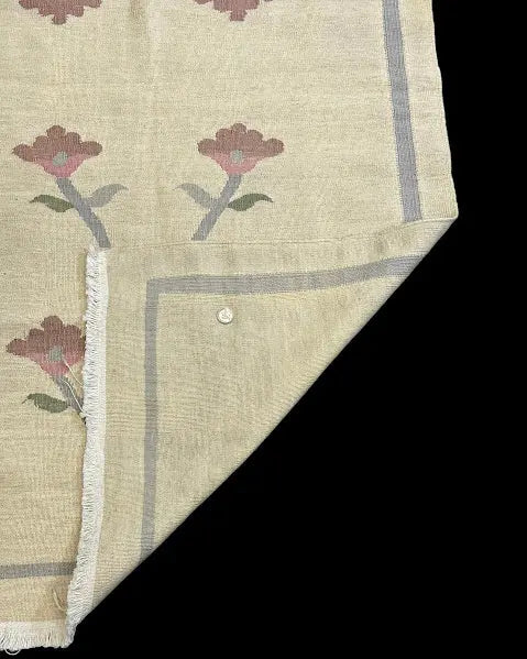 Vintage Hand-Knotted Wool Rug Persian Shiraz Beige Floral Pictorial 3' x 5'2 I Got Rugs