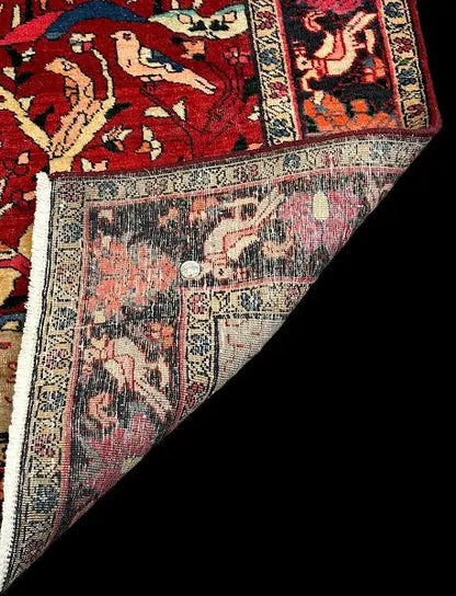Vintage Hand-Knotted Wool Rug Red Afghan Tree of Life Pictorial Design 4'4 x 7'2 I Got Rugs