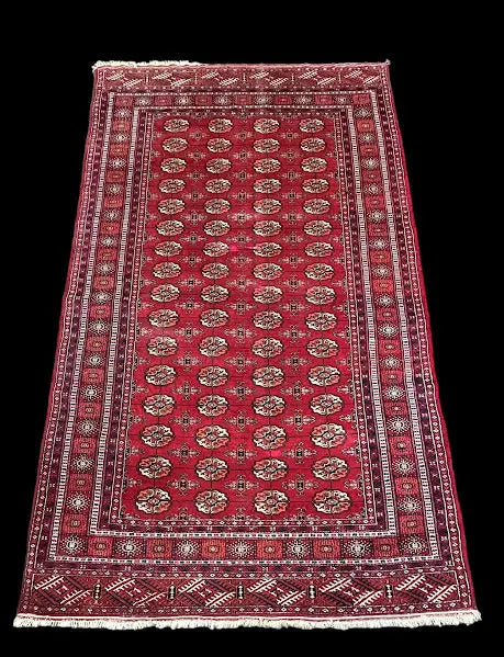 Vintage Hand-Knotted Wool Rug Red Pakistani Bokhara 5'2 x 8'4 I Got Rugs