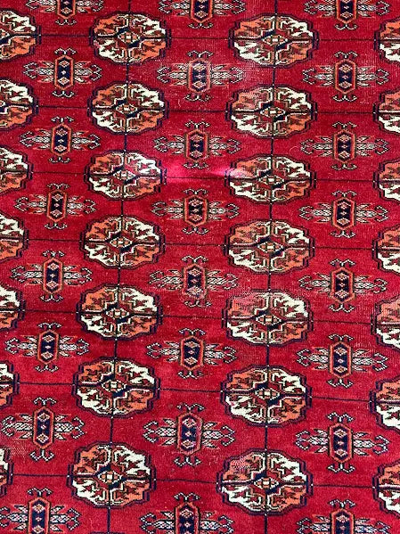 Vintage Hand-Knotted Wool Rug Red Pakistani Bokhara 5'2 x 8'4 I Got Rugs